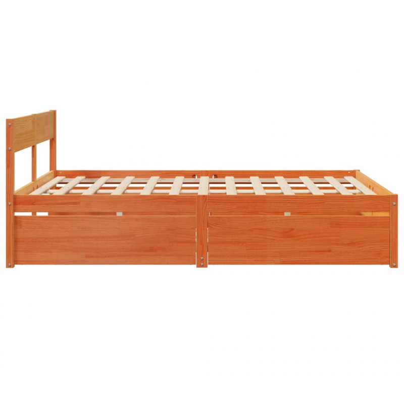 Rama łóżka bez materaca, woskowy brąz, 160x200 cm, lita sosna