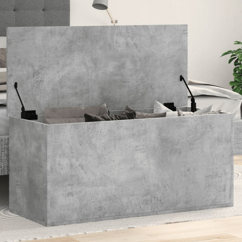 Skrzynia, szarość betonu, 100x42x46 cm, materiał drewnopochodny