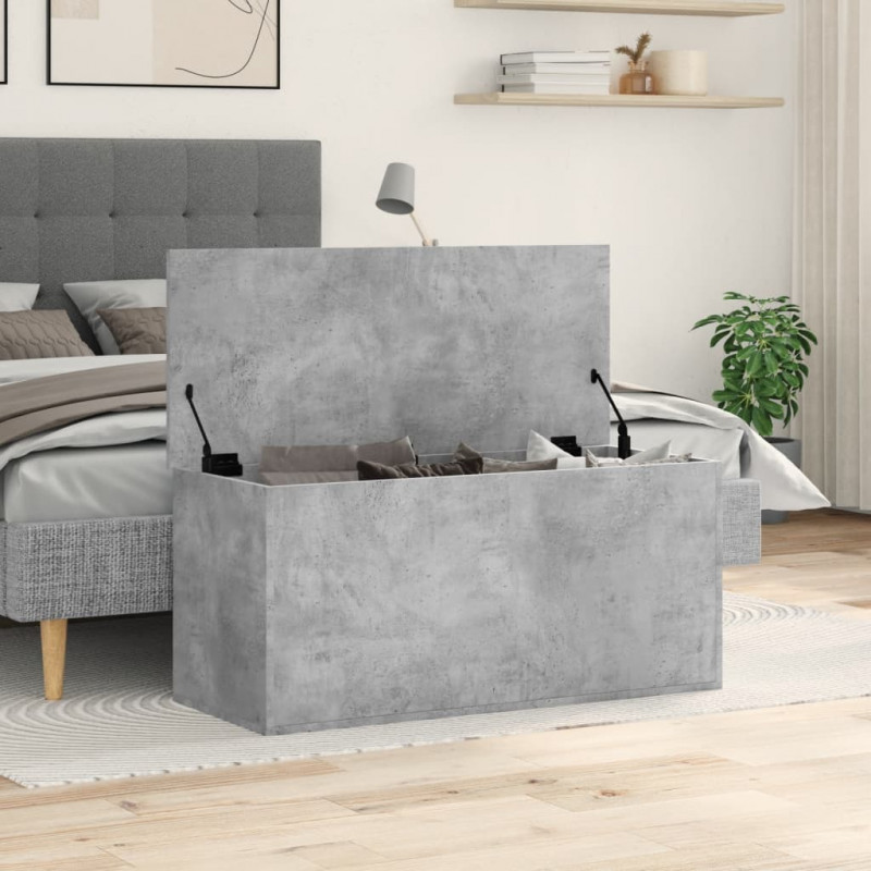 Skrzynia, szarość betonu, 100x42x46 cm, materiał drewnopochodny