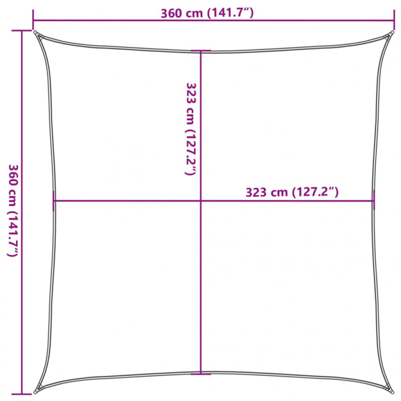 Żagiel przeciwsłoneczny, piaskowy, 3,6x3,6 m, 100% poliester