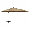 Parasol wiszący z lampkami LED i słupkiem, 300 cm, taupe