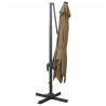 Parasol wiszący z lampkami LED i słupkiem, 300 cm, taupe