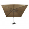 Parasol wiszący z lampkami LED i słupkiem, 300 cm, taupe