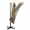 Parasol wiszący z lampkami LED i słupkiem, 300 cm, taupe
