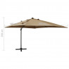 Parasol wiszący z lampkami LED i słupkiem, 300 cm, taupe