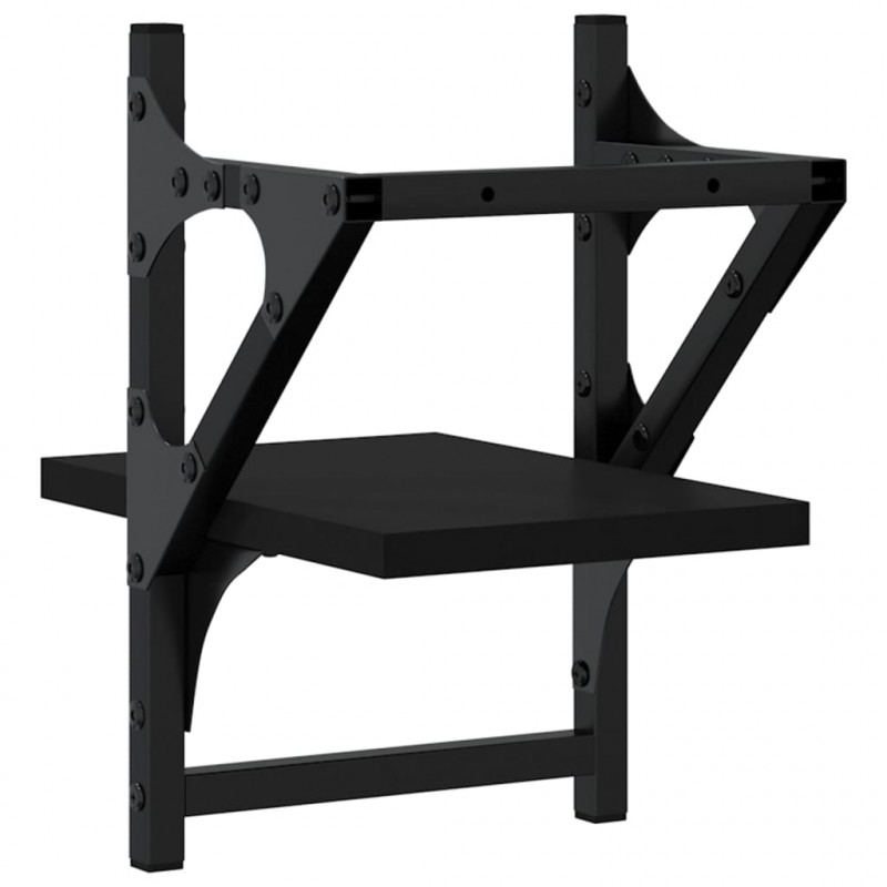 Półki ścienne z drążkami, 2 szt., czarne, 20x25x30 cm