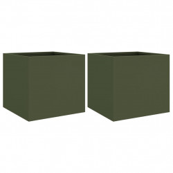 Donice, 2 szt., oliwkowa, 32x30x29 cm, stal