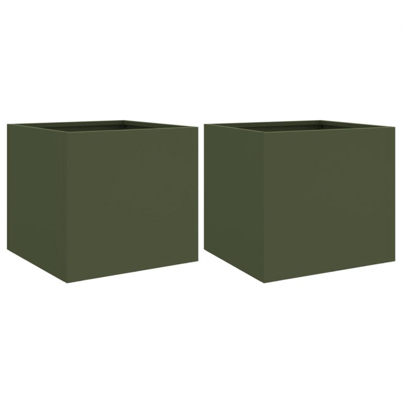 Donice, 2 szt., oliwkowa, 32x30x29 cm, stal