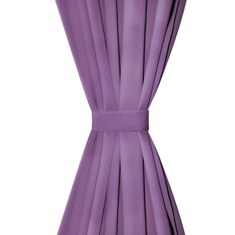 Zasłony z mikrosatyny, 2 szt., z pętelkami, 140x225 cm, liliowe