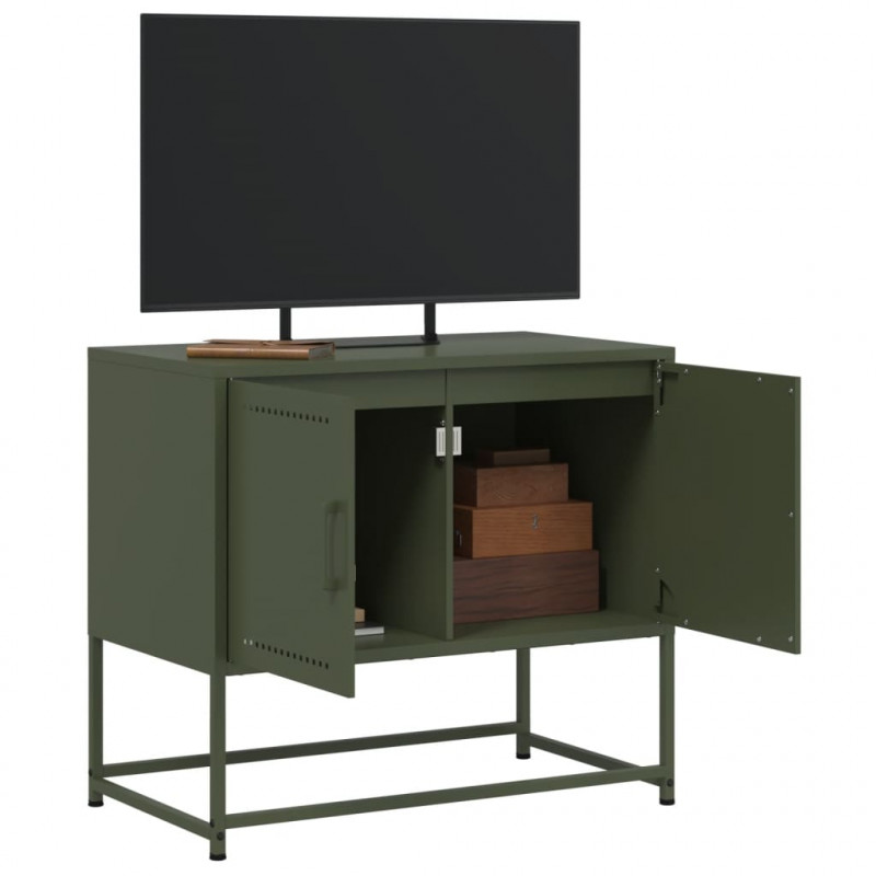 Szafka pod telewizor, oliwkowa, 68,5x39x60,5 cm, stalowa