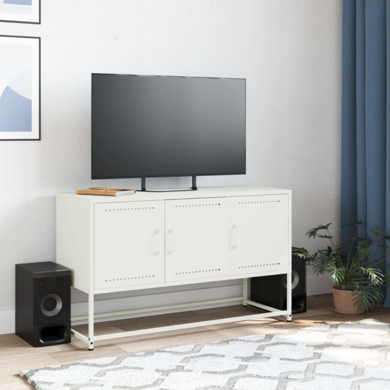 Szafka pod telewizor, biała, 100,5x39x60,5 cm, stalowa
