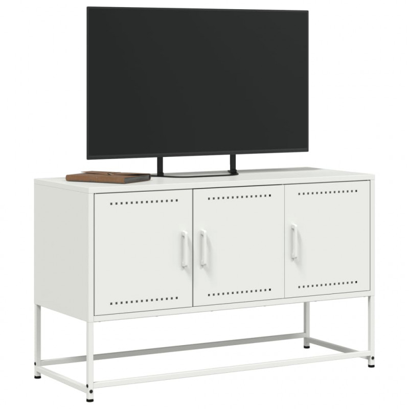 Szafka pod telewizor, biała, 100,5x39x60,5 cm, stalowa