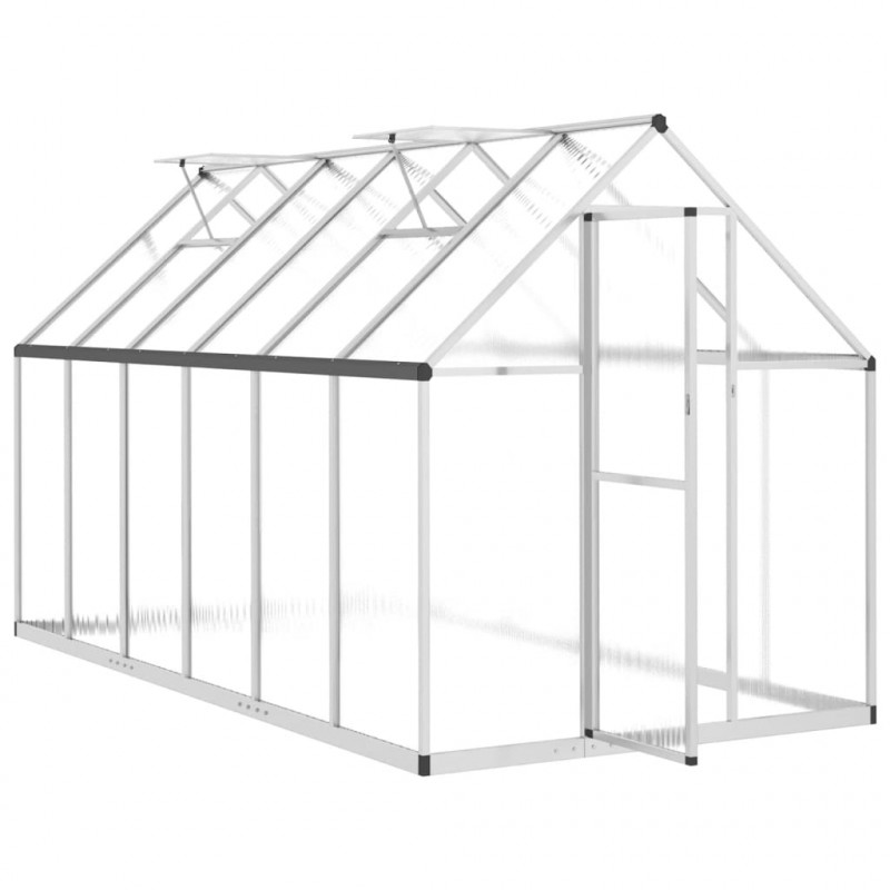Szklarnia z ramą podstawy, srebrna, 334x169x195 cm, aluminium