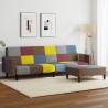 2-osobowa kanapa rozkładana z podnóżkiem, patchwork, tkanina