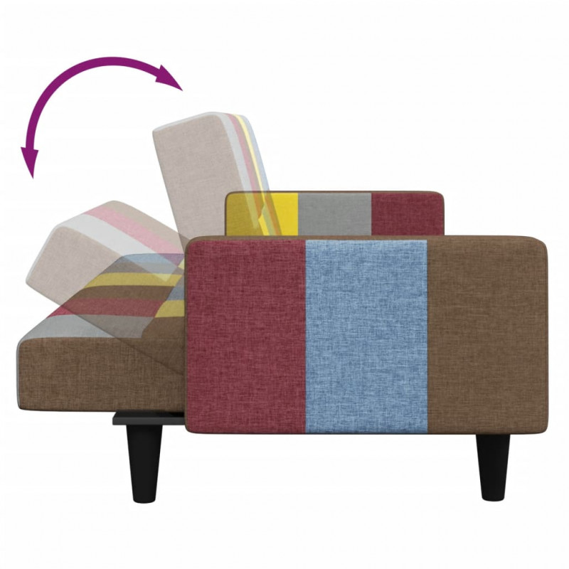 2-osobowa kanapa rozkładana z podnóżkiem, patchwork, tkanina