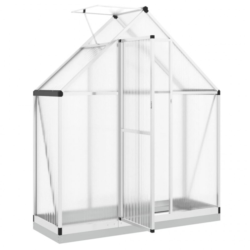 Szklarnia z ramą podstawy, srebrna, 169x58x202 cm, aluminium