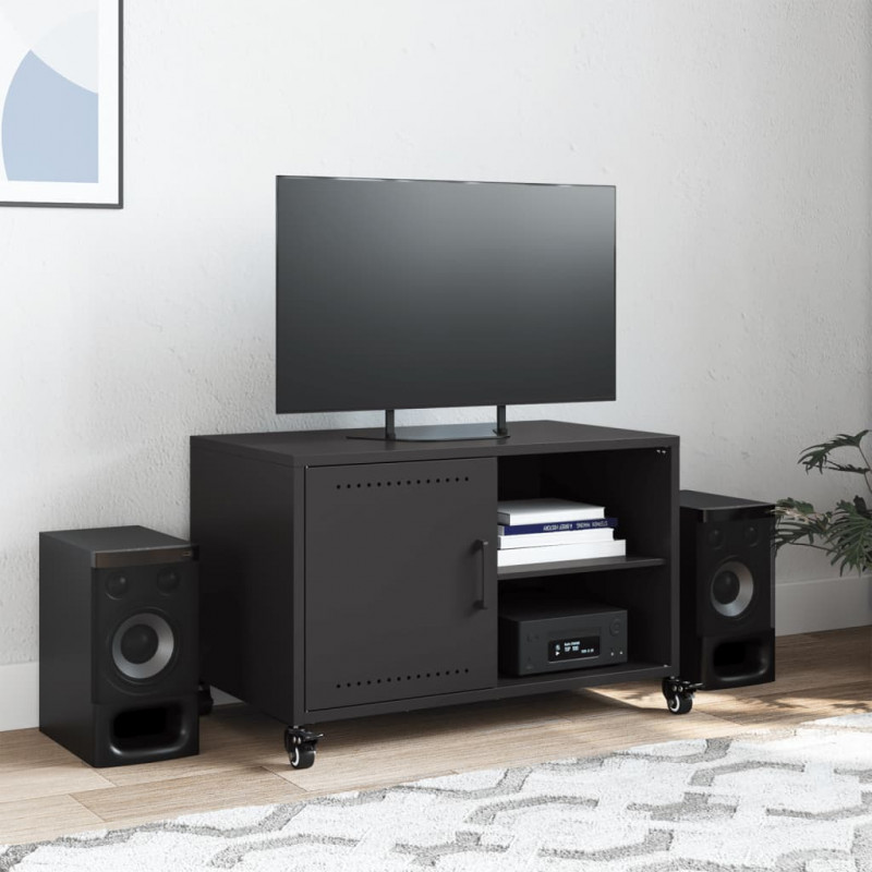 Szafka RTV, czarna, 68x39x43,5 cm, stal
