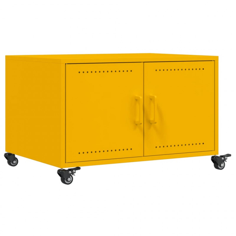 Stolik kawowy, musztardowy, 68x50x43,5 cm, stal