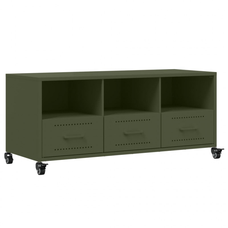 Szafka RTV, oliwkowa, 100,5x39x43,5 cm, stal