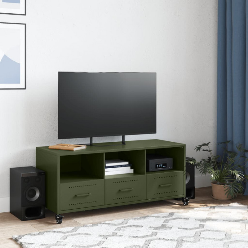 Szafka RTV, oliwkowa, 100,5x39x43,5 cm, stal