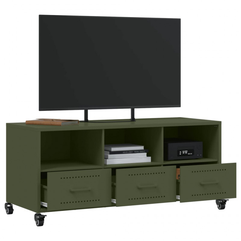 Szafka RTV, oliwkowa, 100,5x39x43,5 cm, stal