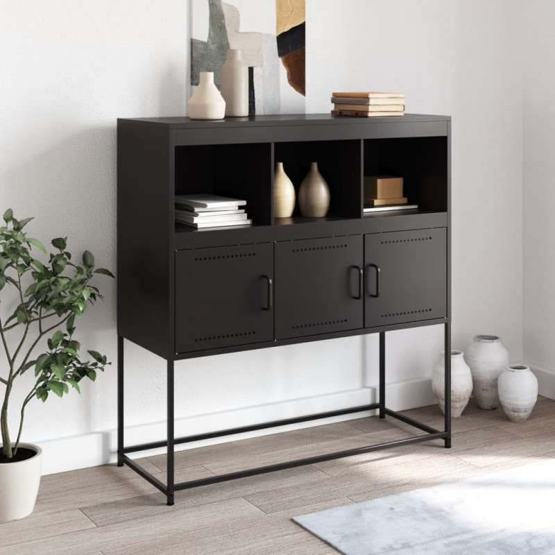 Szafka, czarna, 100,5x39x107 cm, stal