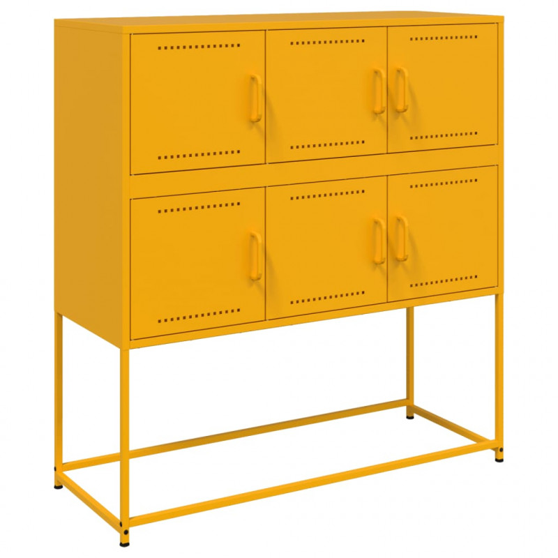Szafka, musztardowa, 100,5x39x107 cm, stal