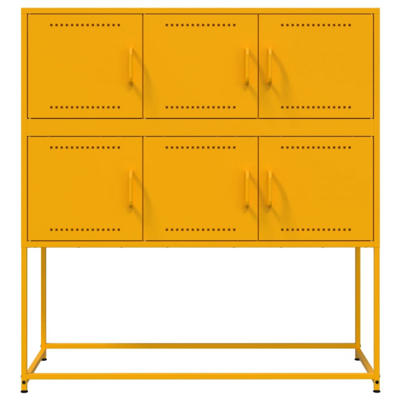 Szafka, musztardowa, 100,5x39x107 cm, stal