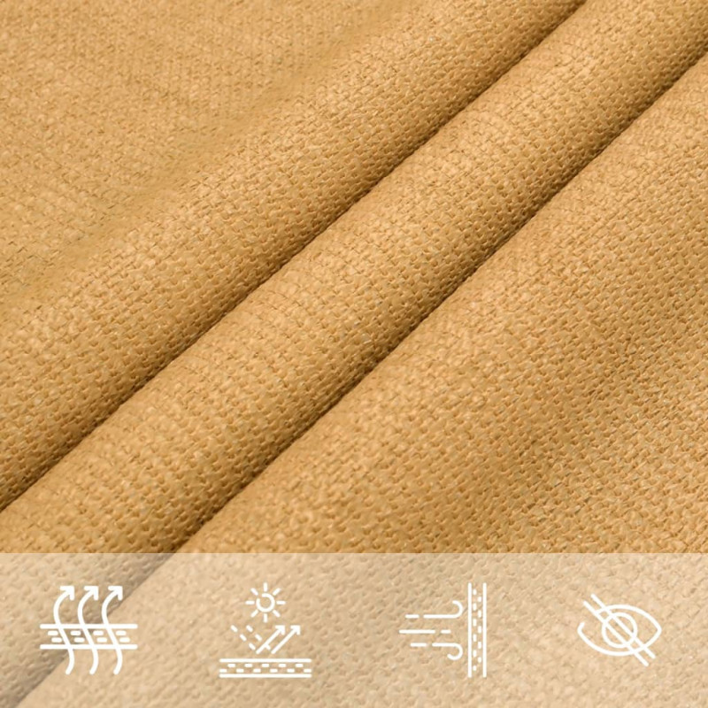 Żagiel przeciwsłoneczny, 160 g/m², piaskowy, 3x3 m, HDPE