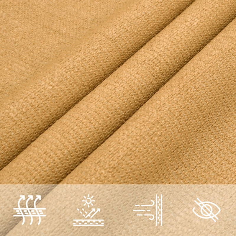 Żagiel przeciwsłoneczny, 160 g/m², piaskowy, 4x4 m, HDPE