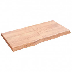 Półka, brązowa, 120x60x(2-6) cm, lakierowane lite drewno dębowe