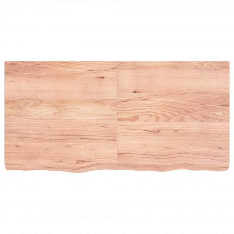 Półka, brązowa, 120x60x(2-6) cm, lakierowane lite drewno dębowe