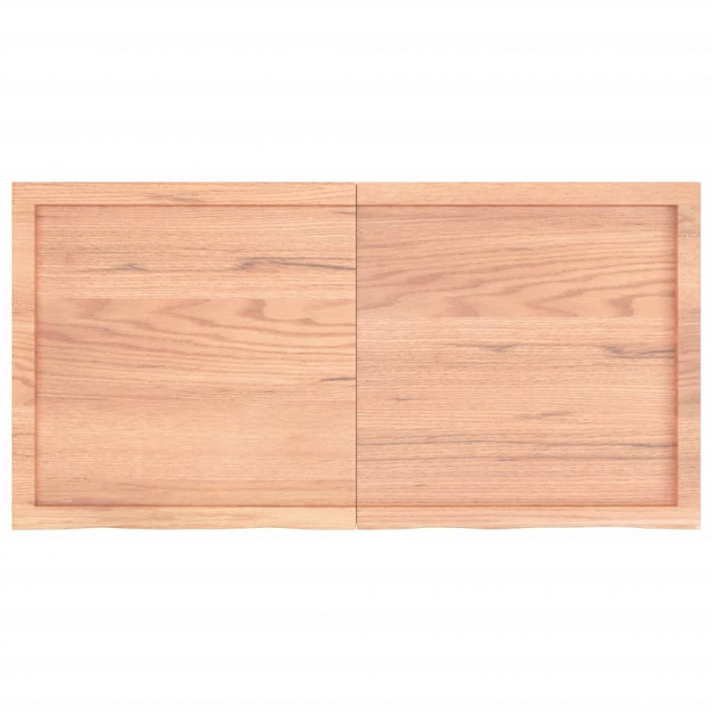 Półka, brązowa, 120x60x(2-6) cm, lakierowane lite drewno dębowe