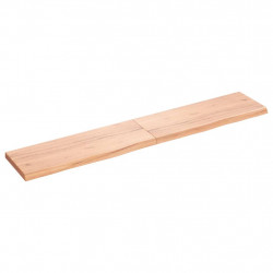 Półka, brązowa, 160x30x(2-4) cm, lakierowane lite drewno dębowe