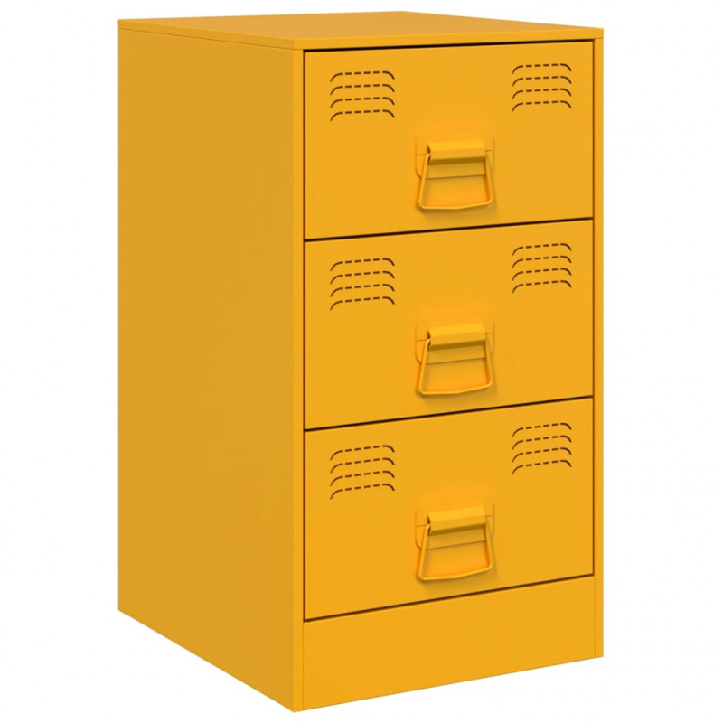 Szafki nocne, 2 szt., musztardowe, 34,5x39x62 cm, stal