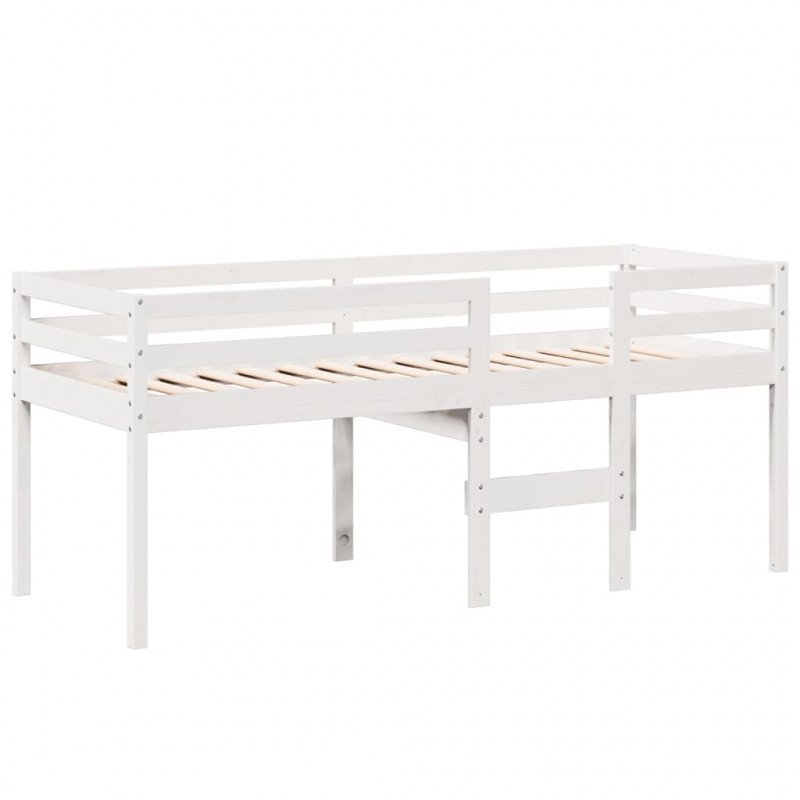 Wysokie łóżko z dachem, białe, 80x200 cm, lite drewno sosnowe