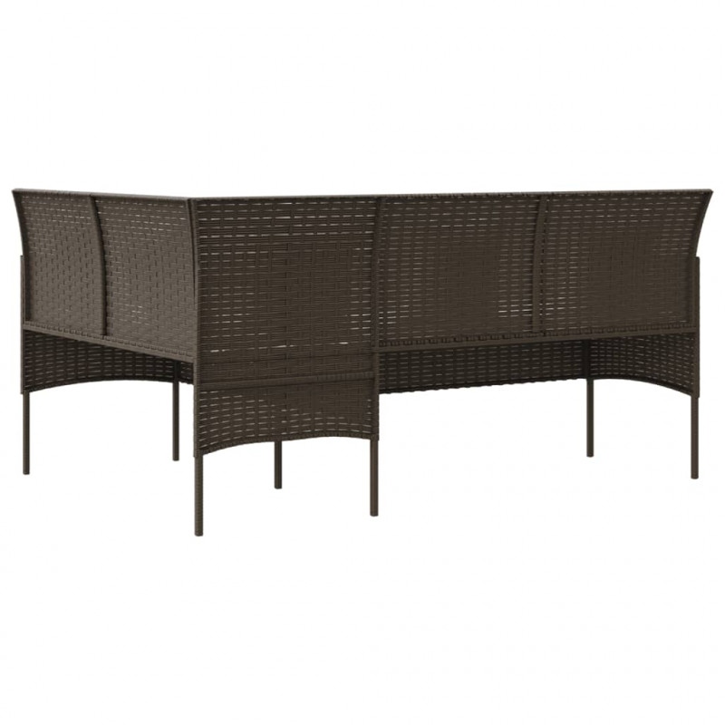 Sofa w kształcie litery L, z poduszkami, polirattan, brązowa
