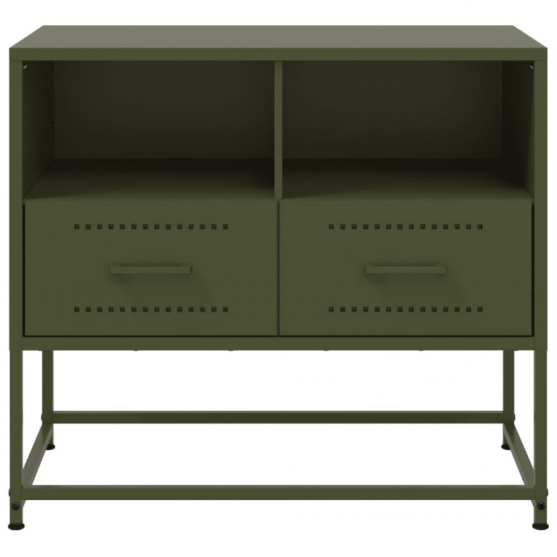 Szafka pod telewizor, oliwkowa, 68x39x60,5 cm, stalowa