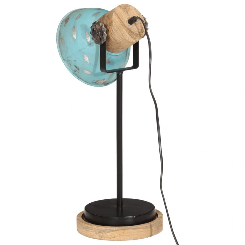 Lampa stołowa, 25 W, postarzany niebieski, 17x17x50 cm, E27