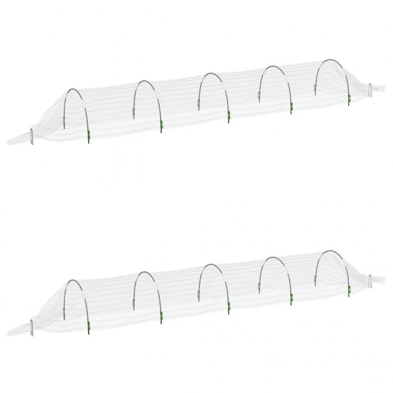 Tunele ogrodowe z siatki, 2 szt., 1,5x5 m, włókno szklane i PP