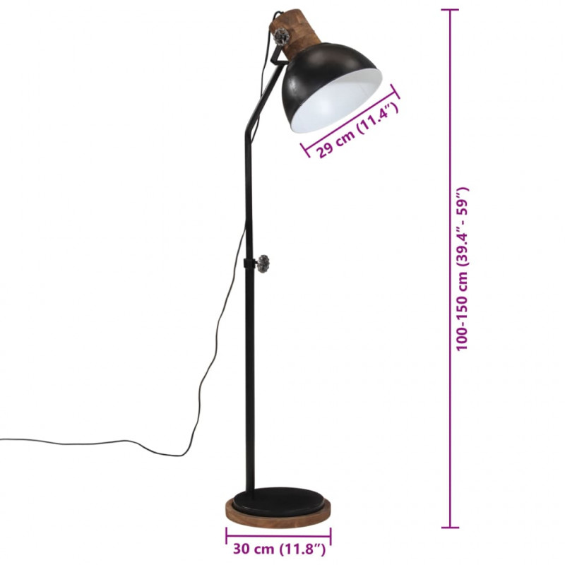 Lampa stojąca, 25 W, czarna, 30x30x100-150 cm, E27