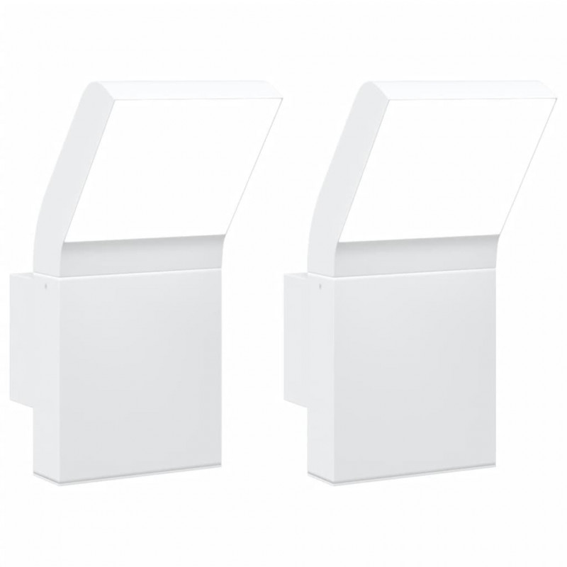Kinkiety zewnętrzne LED, 2 szt., białe, odlewane aluminium