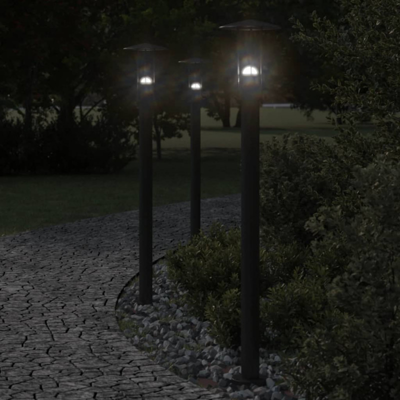 Lampa ogrodowa na słupku, czarna, 100 cm, stal nierdzewna
