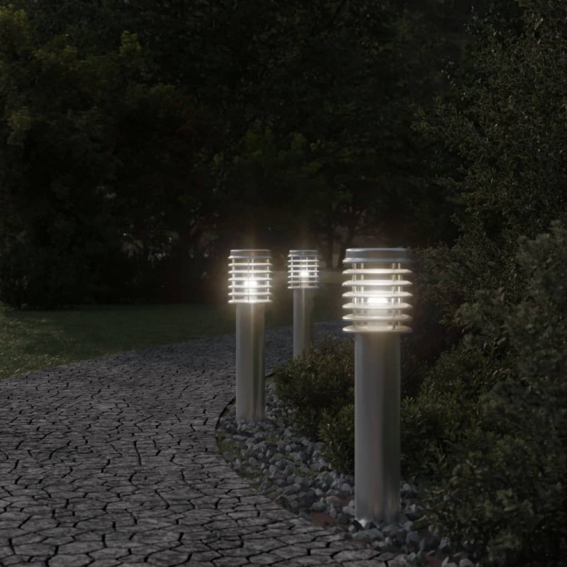 Lampa ogrodowa na słupku, srebrna, 60 cm, stal nierdzewna