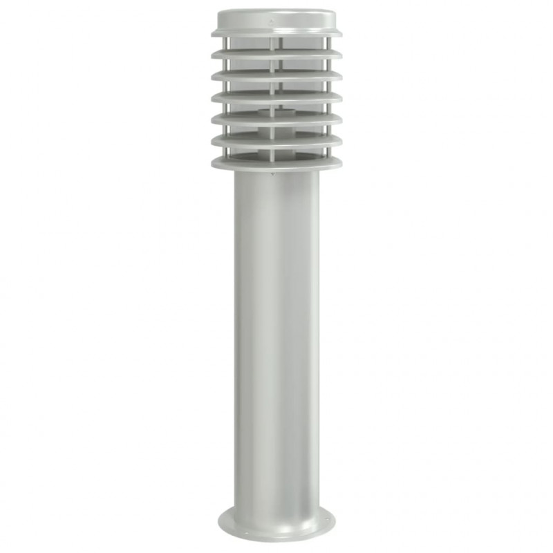 Lampa ogrodowa na słupku, srebrna, 60 cm, stal nierdzewna