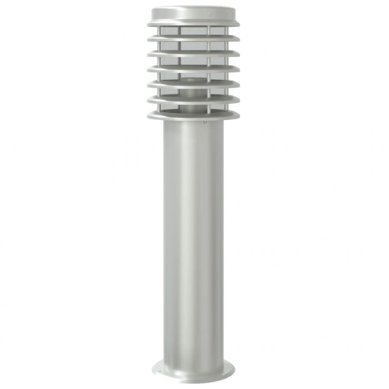Lampa ogrodowa na słupku, srebrna, 60 cm, stal nierdzewna