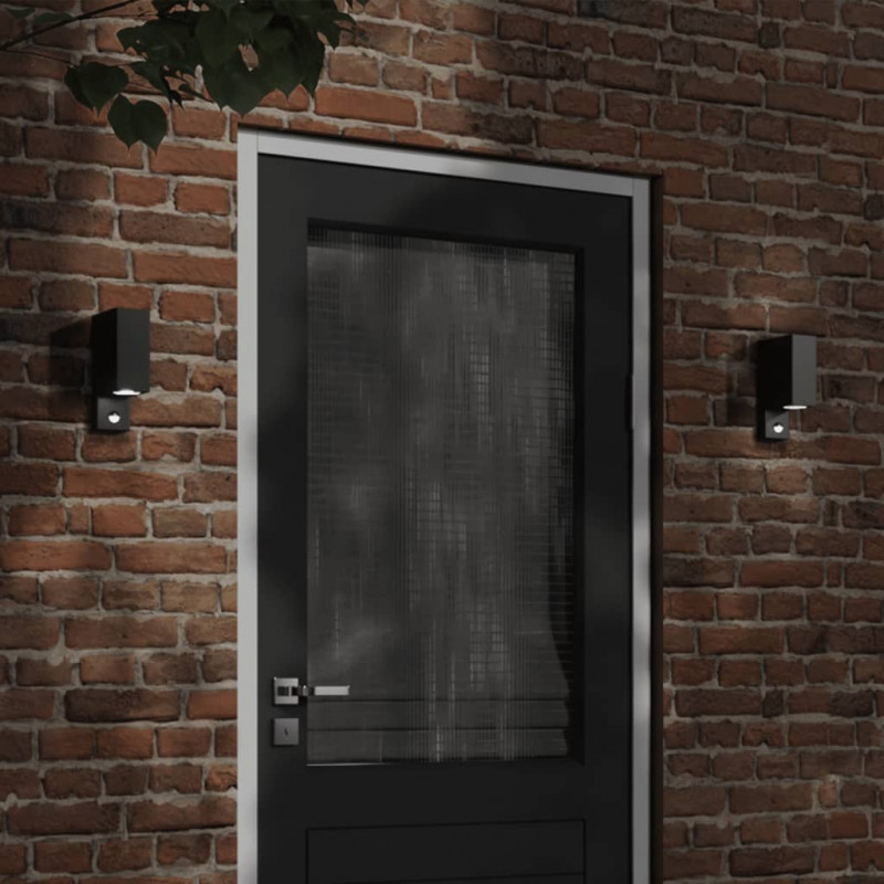Zewnętrzny kinkiet z czujnikiem, czarny, odlewane aluminium