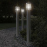 Lampy ogrodowe na słupku, 3 szt., srebrne, 110 cm, stal
