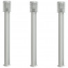 Lampy ogrodowe na słupku, 3 szt., srebrne, 110 cm, stal