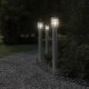 Lampy ogrodowe na słupku, 3 szt., srebrne, 110 cm, stal